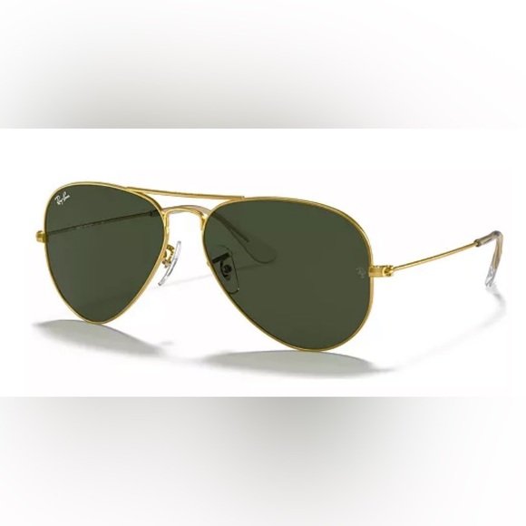 Ray Ban~ Aviator Sunglasses Gold Frames, Green Lenses UV400 Protection (UNISEX) - Picture 4 of 17